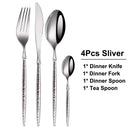 Axyaa Stainless Steel Cutlery Set - Hammer Handle Fork Spoon Mirror Dinner Kitchen Utensils