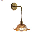 Axyaa Amber Glass LED Wall Lamp with Pull Chain Switch