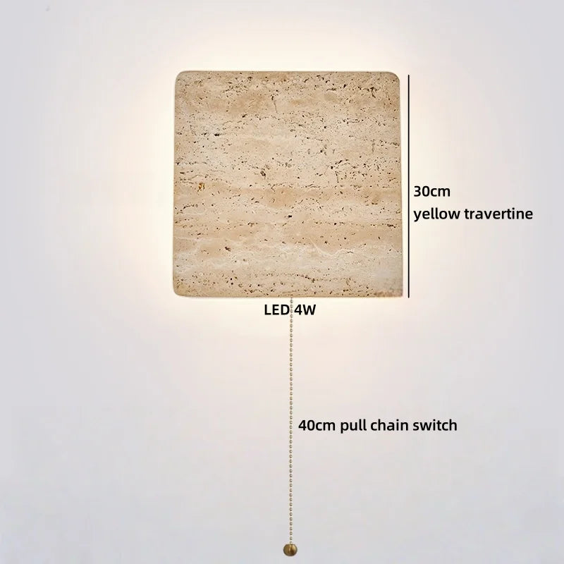 Axyaa Wabi Sabi Indoor LED Wall Sconce Yellow Travertine Stone Bedside Lamp