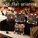 Axyaa Christmas Highland Cow Print Pillow Cover for Sofa, Bedroom, Car - Rectangular Cushion