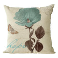 Axyaa Retro Flowers Butterfly Linen Pillow Cover for Living Room Sofa - 45x45cm