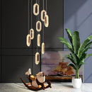 Axyaa Gold LED Chandeliers: Modern Staircase Pendant Lamps