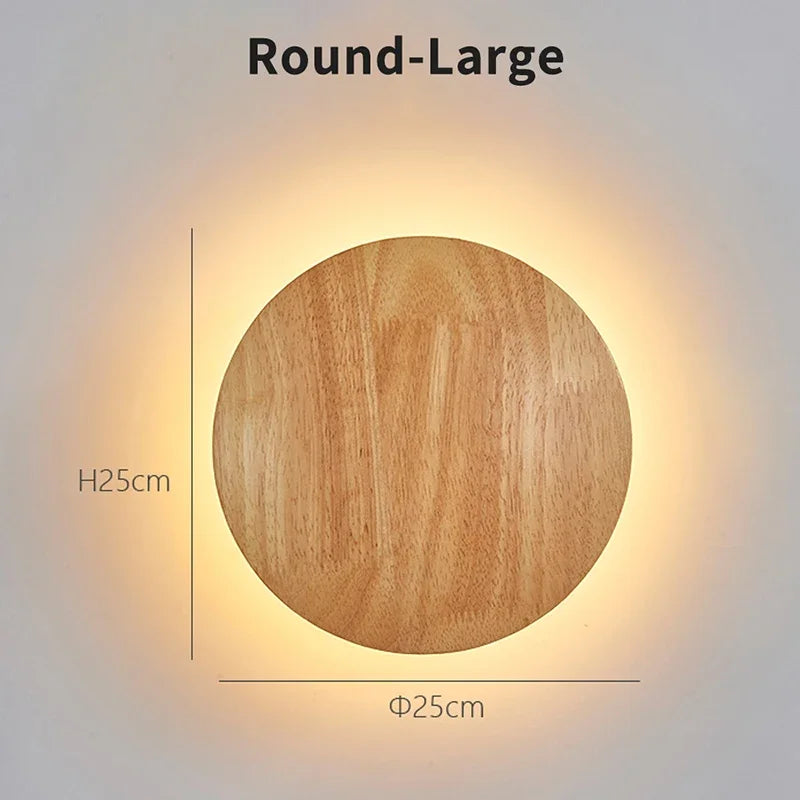Axyaa Circular Wooden LED Wall Lamp for Bedroom Living Room Decor.
