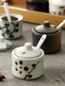 Axya Ceramic Spice Jars Salt Pepper Shakers Kitchen Seasoning Organizer Box