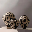 Axyaa Geometric Circles Ceramic Vase: Hand-drawn Flower Arrangement Pot
