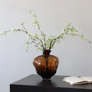 Axyaa Brown Wavy Transparent Glass Vase for Home Decoration & Hydroponics