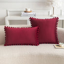 Axyaa Nordic Velvet Pillowcase with Pompoms Edge - Soft Cushion Cover for Home Decor