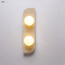 Axyaa Nordic LED Wall Lamp with White Glass Ball and Yellow Travertine Stone