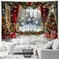 Winter Wonderland Tapestry: Christmas Tree Garland Window Wall Hanging by Axyaa