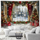 Winter Wonderland Tapestry: Christmas Tree Garland Window Wall Hanging by Axyaa