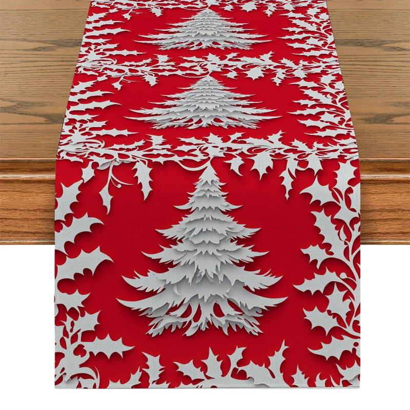 Axyaa Christmas Holly Berry Table Runner for Kitchen Dining Decor