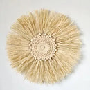 Axyaa Raffia Bead Wood Mirror: Acrylic Decorative Wall Hanging for Bedroom