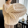 Axyaa Rabbit Plush Coral Fleece Blanket - Soft & Warm Sofa Throw Blanket