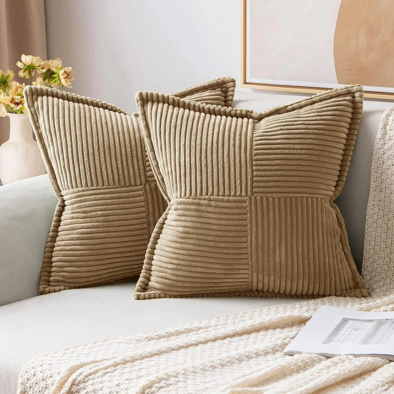 Luxury Cream White Corduroy Cushion Cover 45x45 - Axyaa Signature Collection