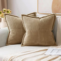 Axyaa Geometric Corduroy Pillowcase Yellow White Patchwork Splicing Home Decor