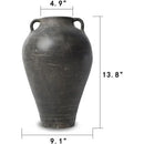 Axyaa Charcoal Gray Vase with Handles (4.9" Opening)