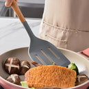 Axyaa Silicone Kitchen Utensils Set with Wooden Handles & Storage Stand