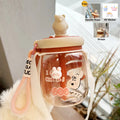 Axyaa Kawaii Jumbo Boba Water Bottle With Straw - Large Capacity Cute Stirring Cup