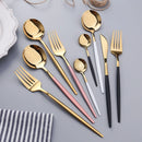 Axyaa 36pc Black Gold Stainless Steel Cutlery Set - Western Tableware Flatware