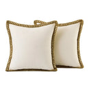 Axyaa Burlap Linen Trimmed Throw Pillow Covers for Farmhouse Decor