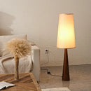 Axyaa Retro Wood Floor Lamp with Fabric Shade for Home Décor