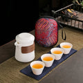 Axyaa Mutton Fat Jade Tea Set - Portable Ceramic Kung Fu Tea Set