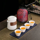 Axyaa Mutton Fat Jade Tea Set - Portable Ceramic Kung Fu Tea Set