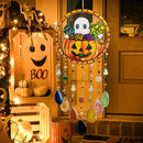 Flat Pumpkin, Bat, Witch Stained Acrylic Agate Pendant Window Hanging Suncatcher by Axyaa