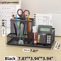 Axyaa Mesh Desk Organizer with Pencil Holder, 3 Compartments, Black
