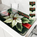 Axyaa Christmas Poinsettia Draining Mat - Super Absorbent Kitchen & Bathroom Drain Pad