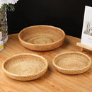 Axyaa Handwoven Rattan Storage Basket Tray - Multiuse Serving Platter Home Organizer