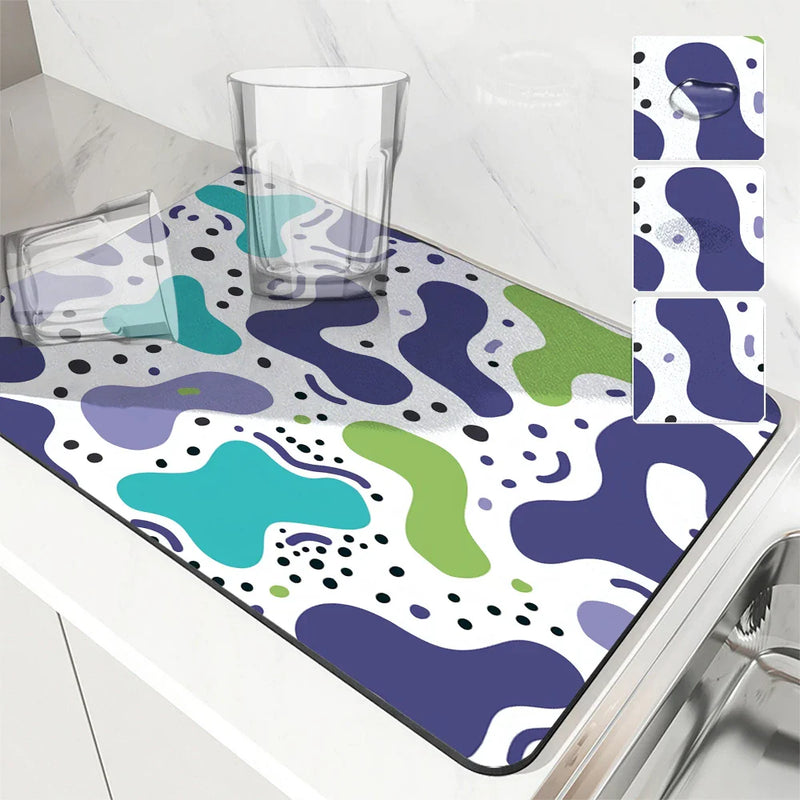 Axyaa Geometric Color Diatom Kitchen Drain Pads - Set of 4