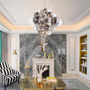 Axyaa Smoke Gray Glass Bubble Ball Chandelier - Nordic Style Luxury Pendant Lamp