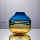 Axyaa Blue Amber Gradient Glass Vase Hydroponic Flower Pots Desk Decoration Artificial Flower Arrangement