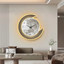 Axyaa Starry Sky Moon Clock LED Wall Light - Modern Wabi Sabi Decor Mural, Living Room Corridor.