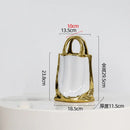 Axyaa Gold Handbag Vase: Stylish Ceramic Floral Arrangement & Terrarium Home Décor
