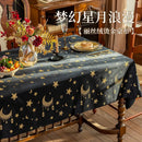 Axyaa Black Golden Moon Coffee Tablecloth Festival Home Fabric