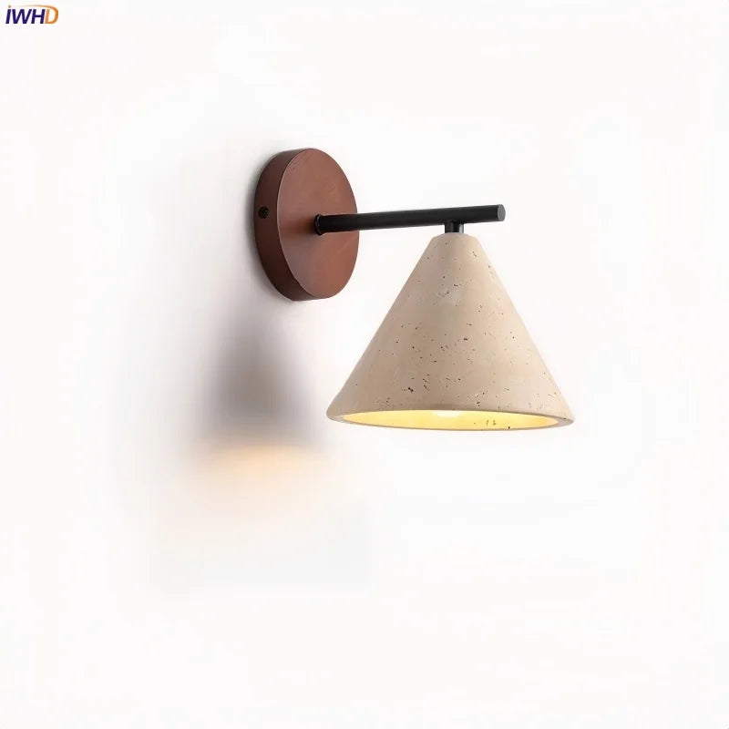 Axyaa Nordic LED Wall Sconce Wood Travertine Light Fixture
