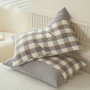 Axyaa Soft Cotton Pillowcase Chequer Grid Pattern 48x74cm Bedding Pillow Cover Set
