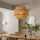 Axyaa Wabi Sabi Hemp Rope Pendant Lamp, Rattan Woven Chandelier for Home Decor