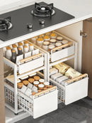Axyaa Under Sink Organizer Sliding Drawer Storage Basket Shelves - Kitchen Cabinet Rack
