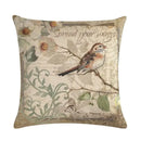 Axyaa Retro Bird Branch Linen Pillow Cover for Home Decor and Comfort