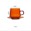 Axyaa 350ml Stackable Glass Coffee Tea Cup in Amber Blue Green Colors