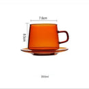 Axyaa 350ml Stackable Glass Coffee Tea Cup in Amber Blue Green Colors