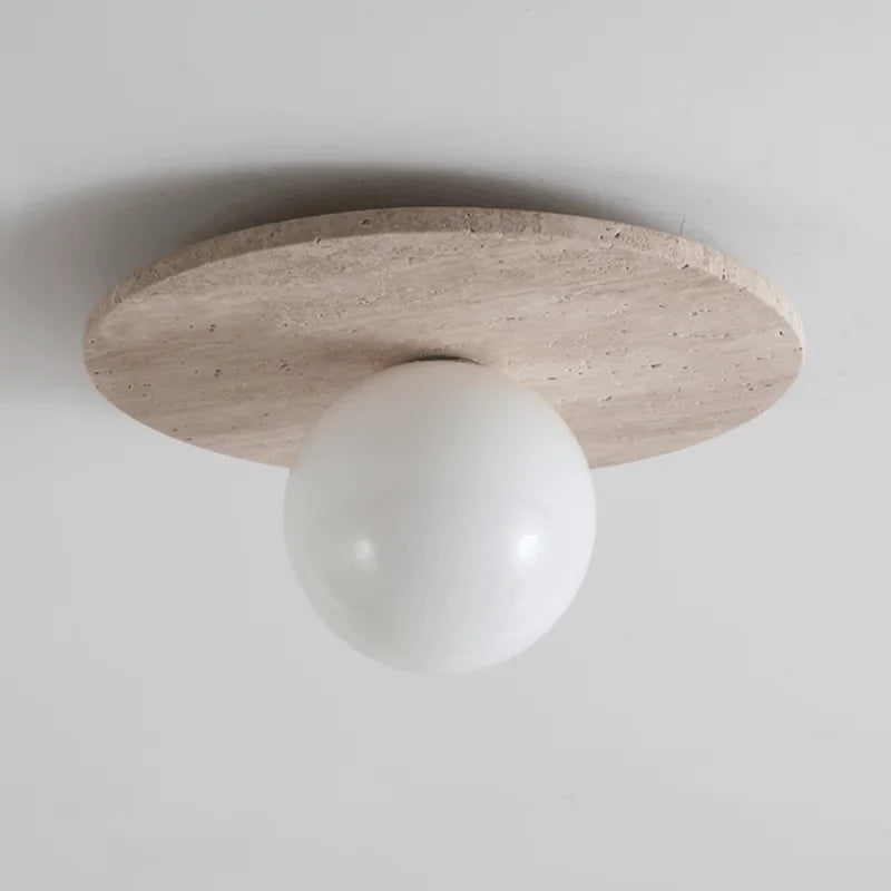 Retro Stone Art Round Wall Lamp by Axyaa - Cream Nordic Chandelier