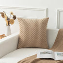 Axyaa Corduroy Striped Cushion Cover 55x55cm for Sofa, Couch, Bed - Khaki Large Size