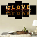 Axyaa Black Love Text Wooden Letters Canvas Wall Art Home Decor - 5 Piece Set
