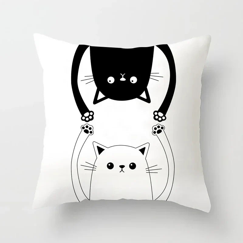 Axyaa Cat Sofa Pillow Cover - Cartoon Style Home Decor Pillowcase