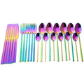 Axyaa 24-Piece Stainless Steel Black Cutlery Set Dinnerware Flatware Tableware