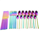 Axyaa 24-Piece Stainless Steel Black Cutlery Set Dinnerware Flatware Tableware